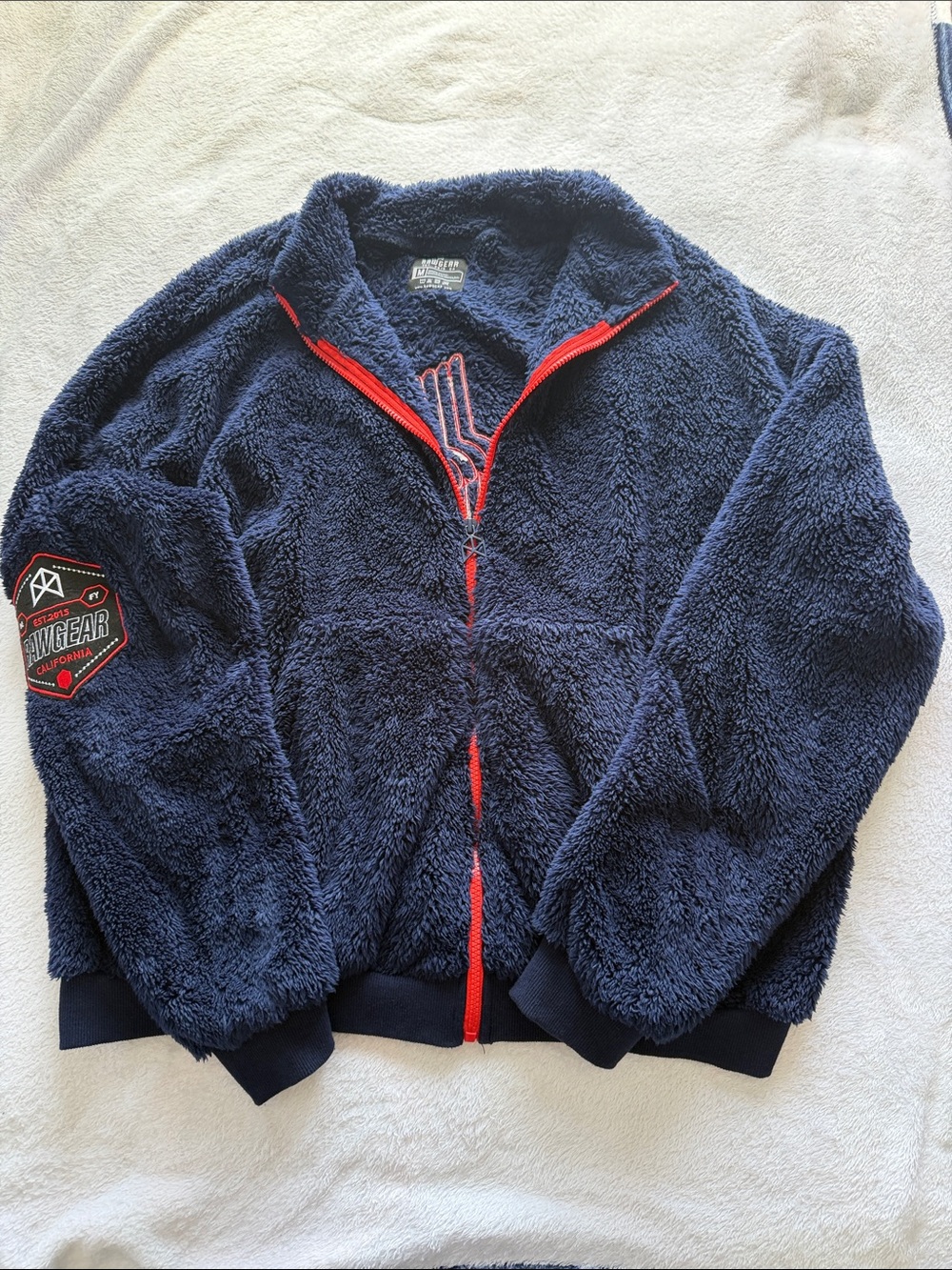 Raw Gear Navy Fleece Jacket with Red Trim